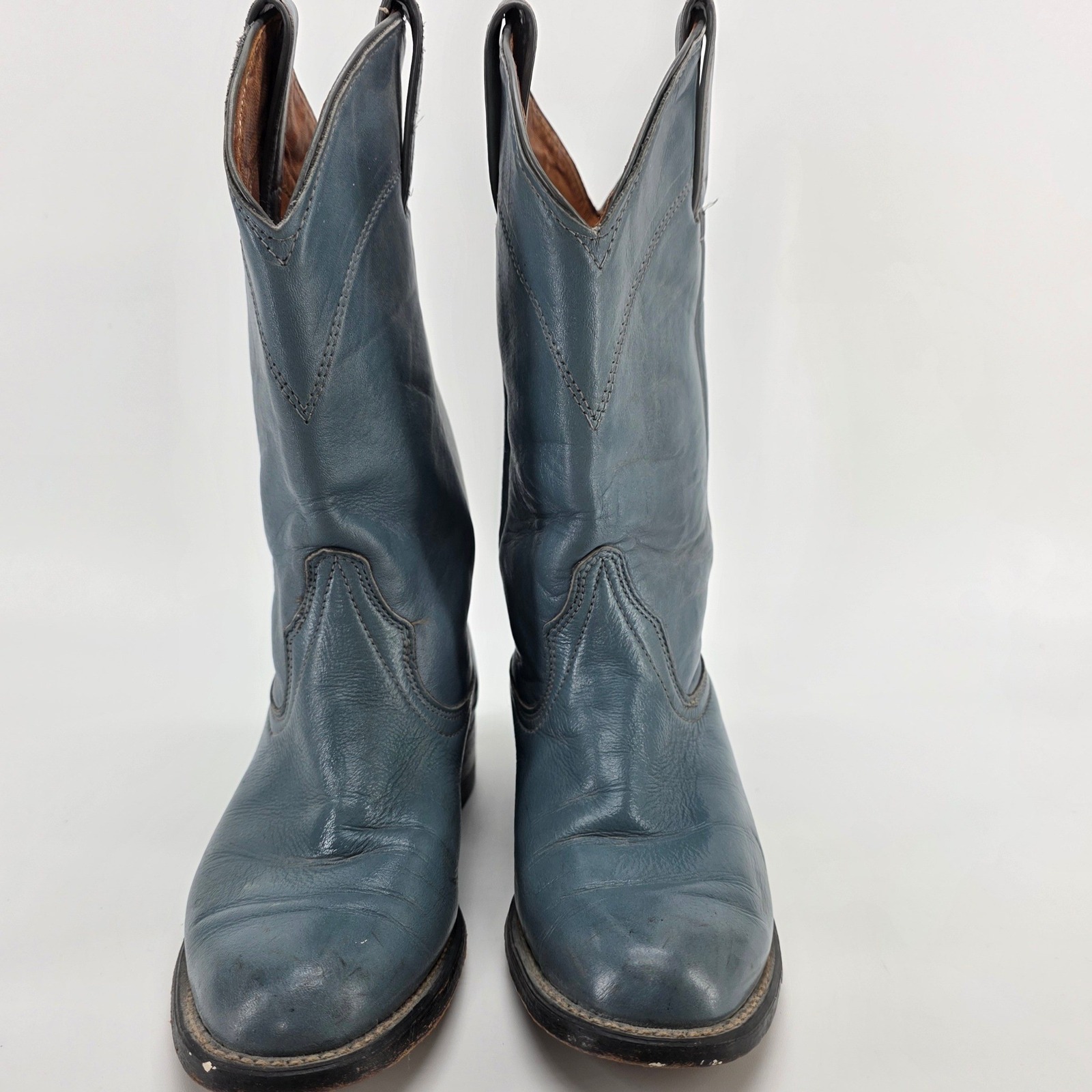Vintage Wrangler Cowboy Boots Roper 6.5 M Blue Leather 4938 O'sullivan Cowgirl — image 2 of 8